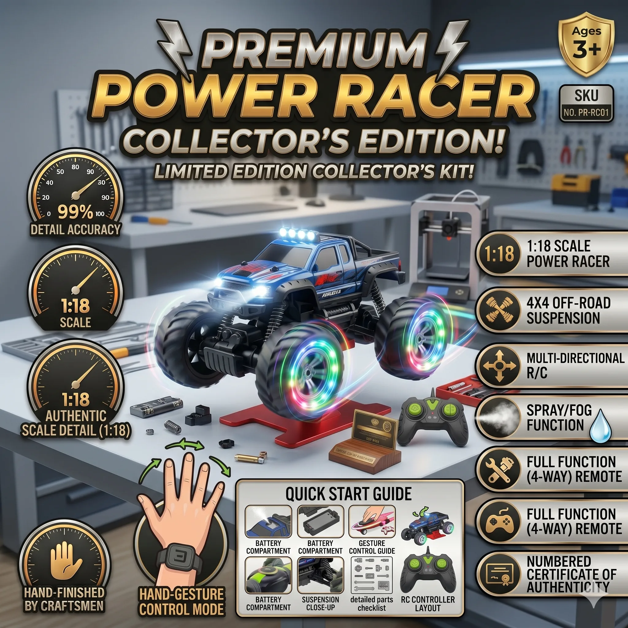 1:18 Scale Remote Control 4x4 Off-Road Monster