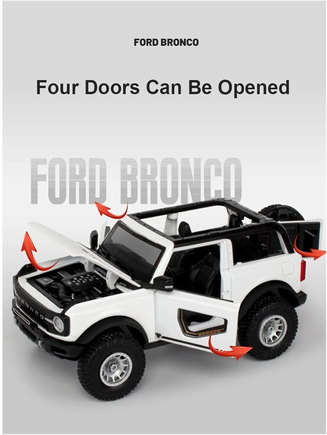 1:24 Scale Bronco Diecast Jeep with Light And Sound - Image 2