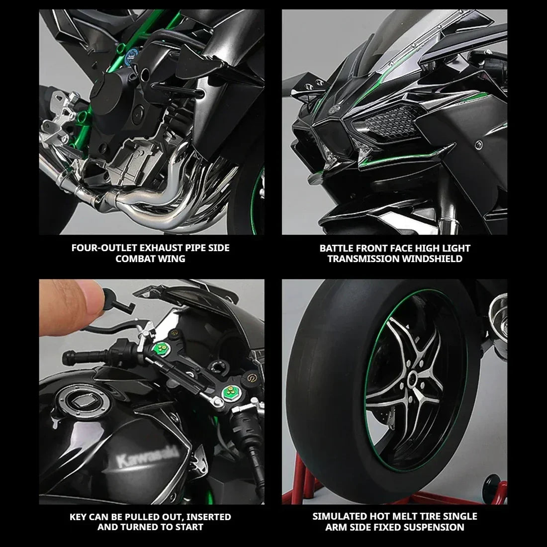 1:6 Scale Kawasaki Ninja H2R Diecast Bike With Smoke Effect - Image 10