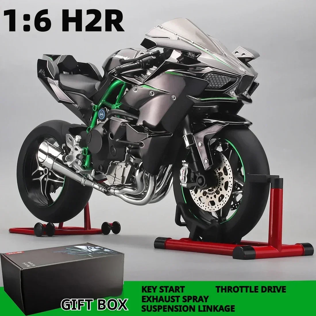 1:6 Scale Kawasaki Ninja H2R Diecast Bike With Smoke Effect - Image 11