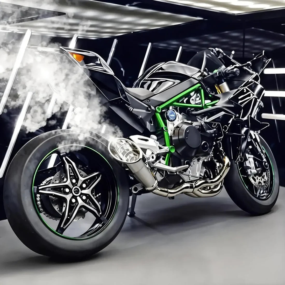 1:6 Scale Kawasaki Ninja H2R Diecast Bike With Smoke Effect - Image 2