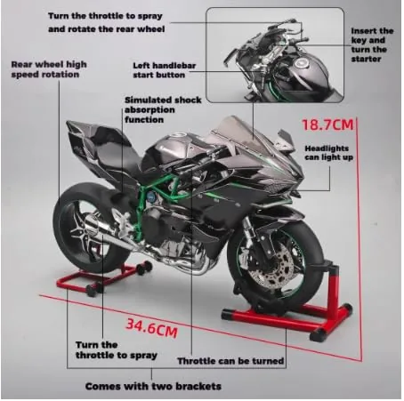 1:6 Scale Kawasaki Ninja H2R Diecast Bike With Smoke Effect - Image 8