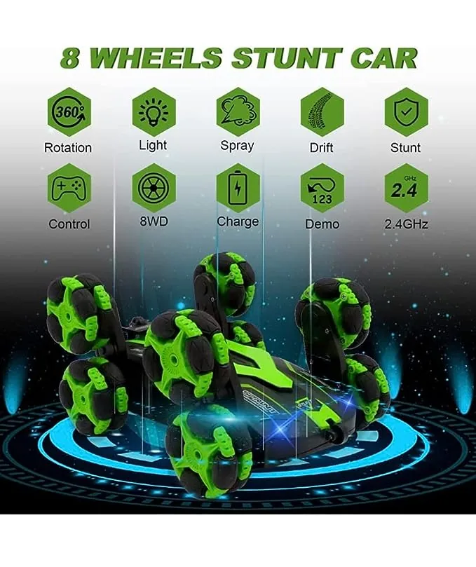 2.4GHZ 4WD 8 Wheels Stunt Remote Control Remote Control - Image 9