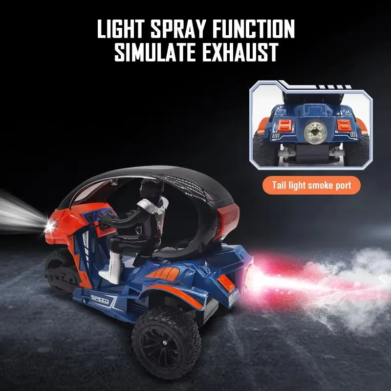2.4GHz Remote Control Three Wheel Stunt Spray Motorcycle - Image 2