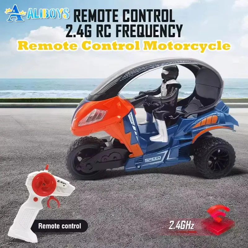 2.4GHz Remote Control Three Wheel Stunt Spray Motorcycle - Image 3