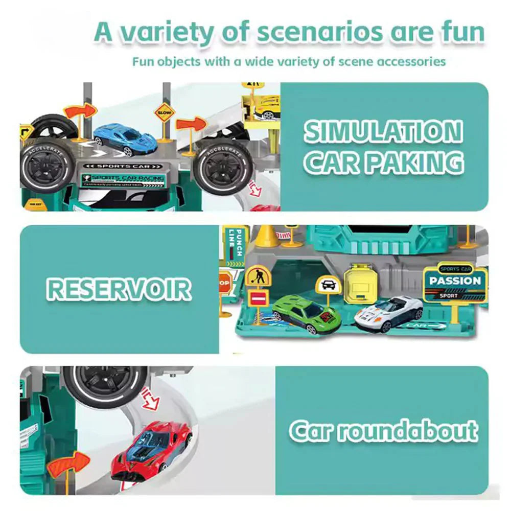2 in 1 DIY Speed passion Alloy Parking Lot - Image 4
