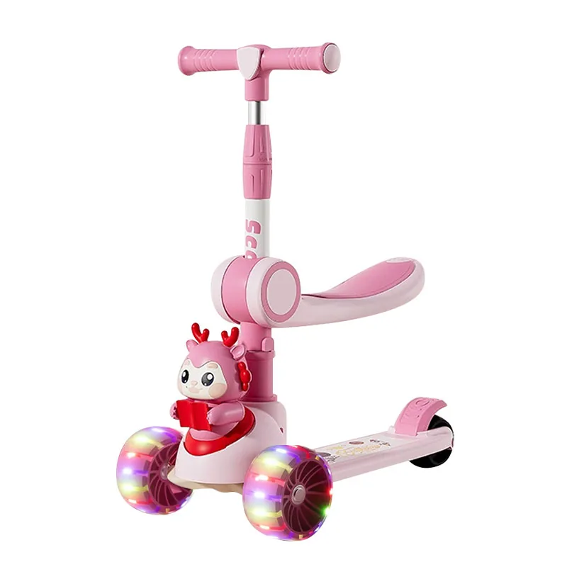 2 in 1 Deer Manual Scooty and Cycle with Light - Image 2