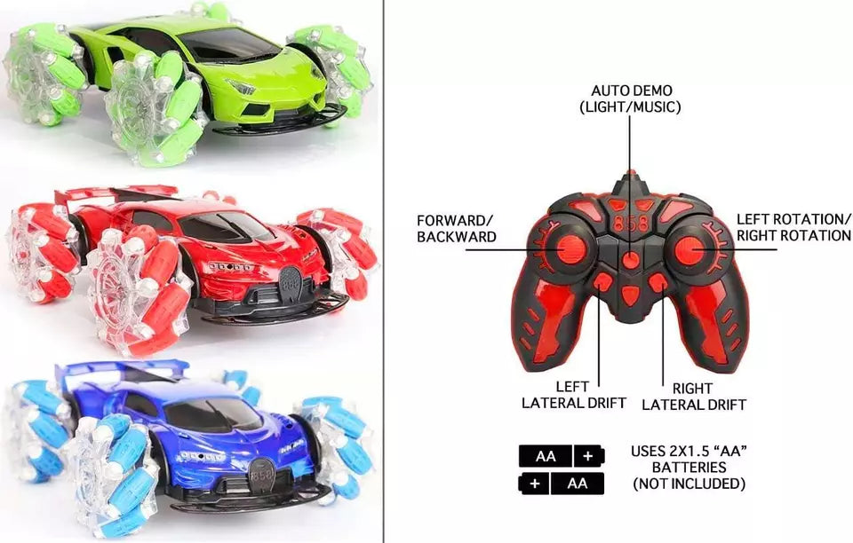 360°Rotate LED Remote Control Stunt Car - Image 6