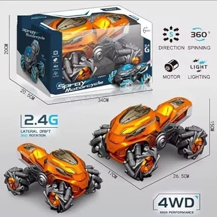 360° Rotate RC Stunt Motorcycle With Smoke & Light & Sound - Image 9