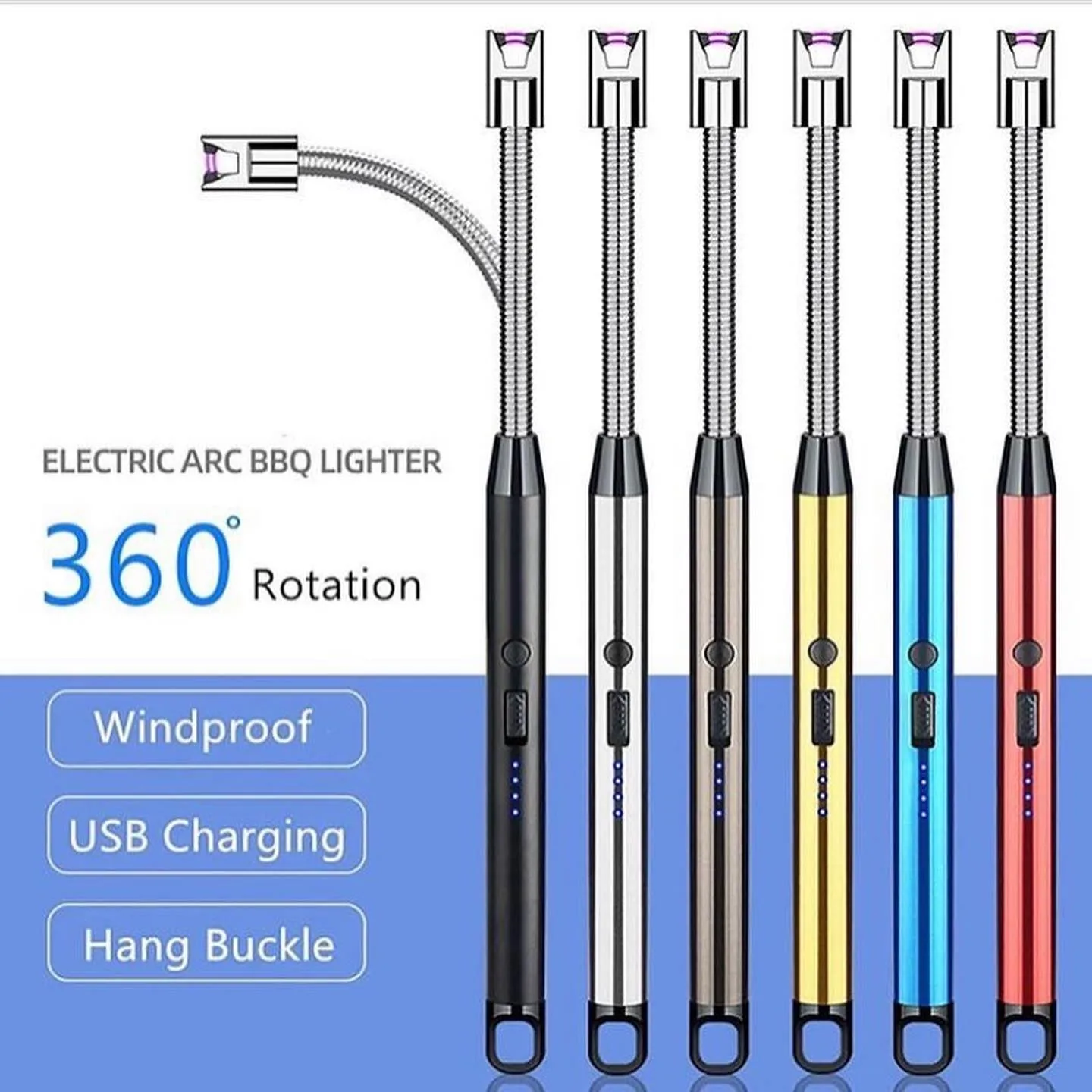 360 USB Electric Rechargeable Lighters with LED Display - Image 2