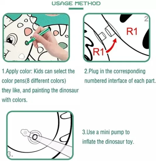 3D DIY Washable Inflatable Painting Dinosaur with Color - Image 8