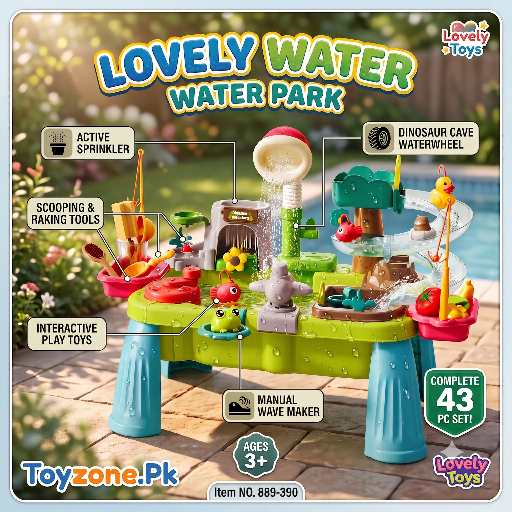 43-Piece Lovely Water Park Play Table - Image 2