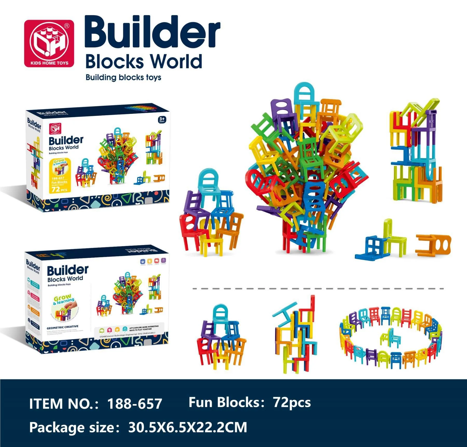 36 Pieces Acrobatic Colorfull Stacking Chair Block - Image 14