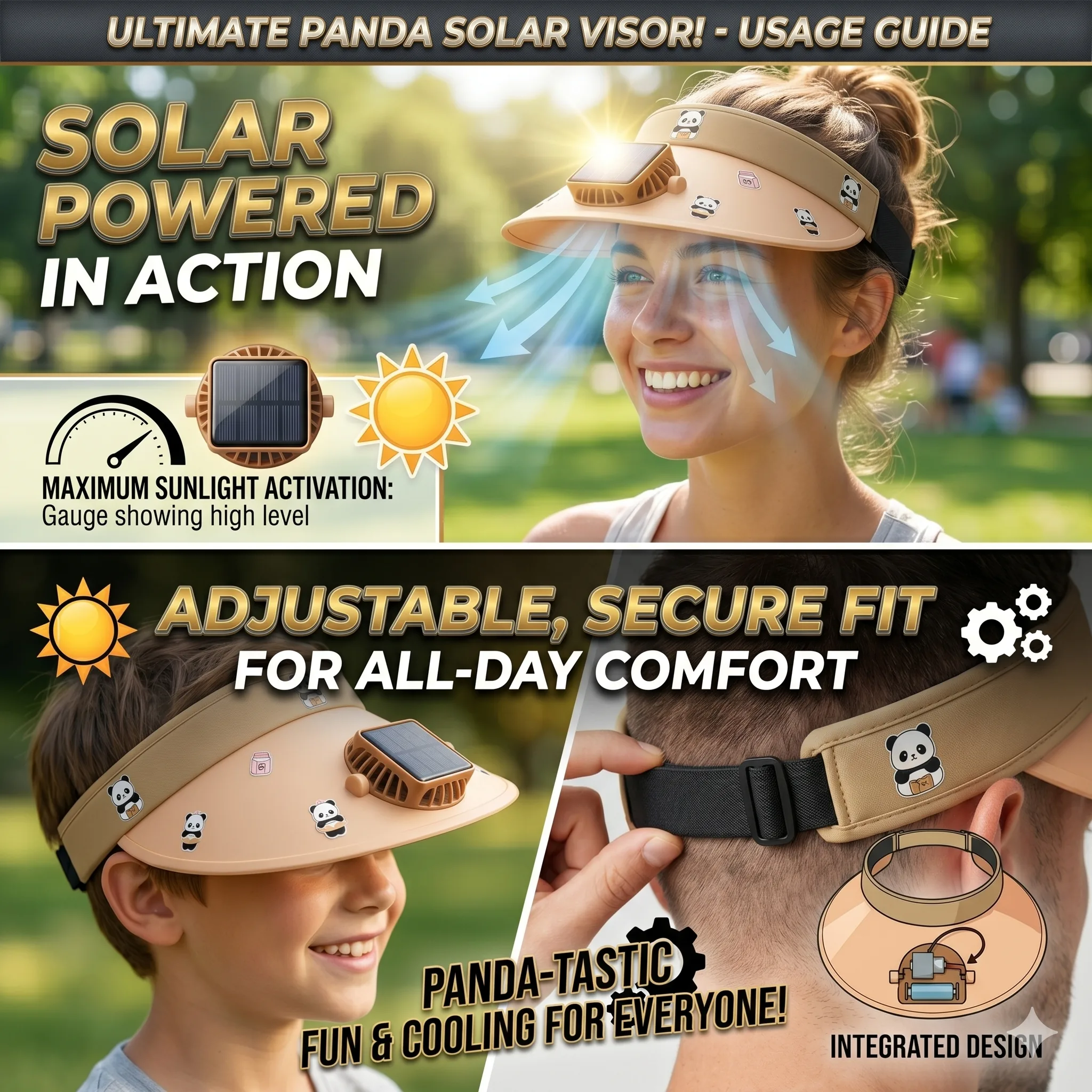 Adjustable Solar Fan Hat Cap - Image 2