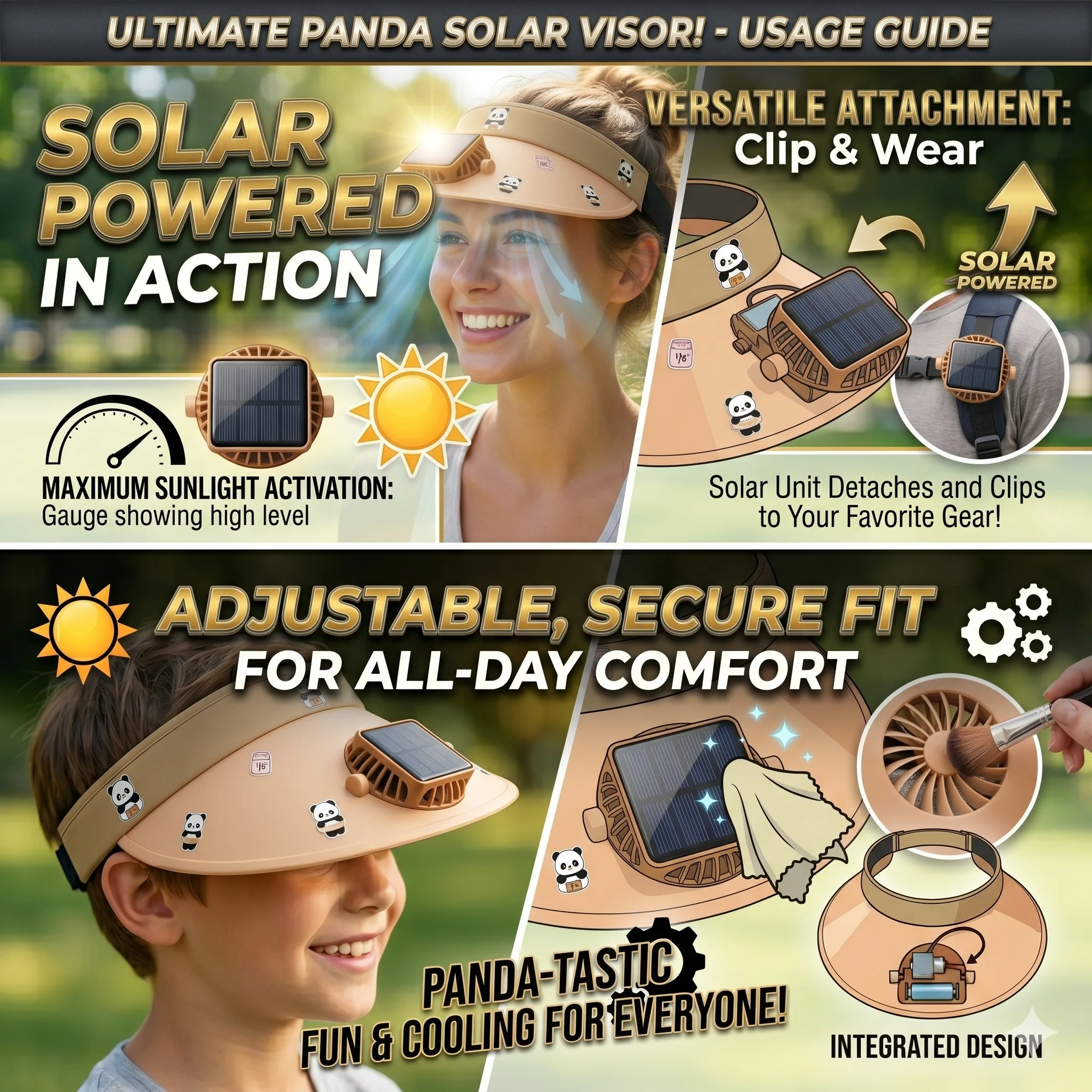 Adjustable Solar Fan Hat Cap - Image 3