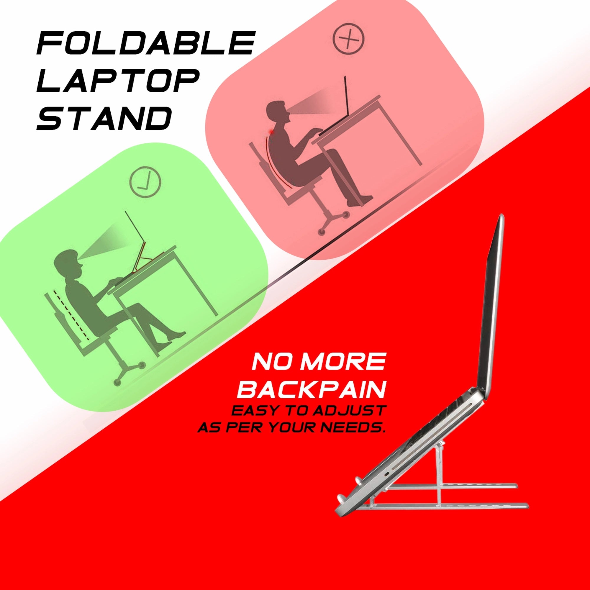 Adjustable Foldable Laptop Alloy Stand - Image 2