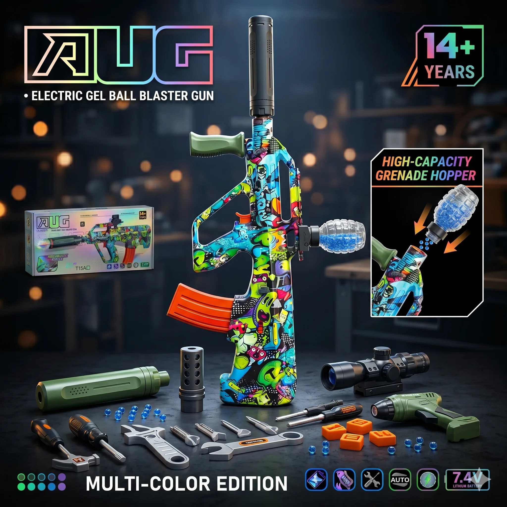AUG Automatic Electric Gel Ball Blaster Gun - Image 4