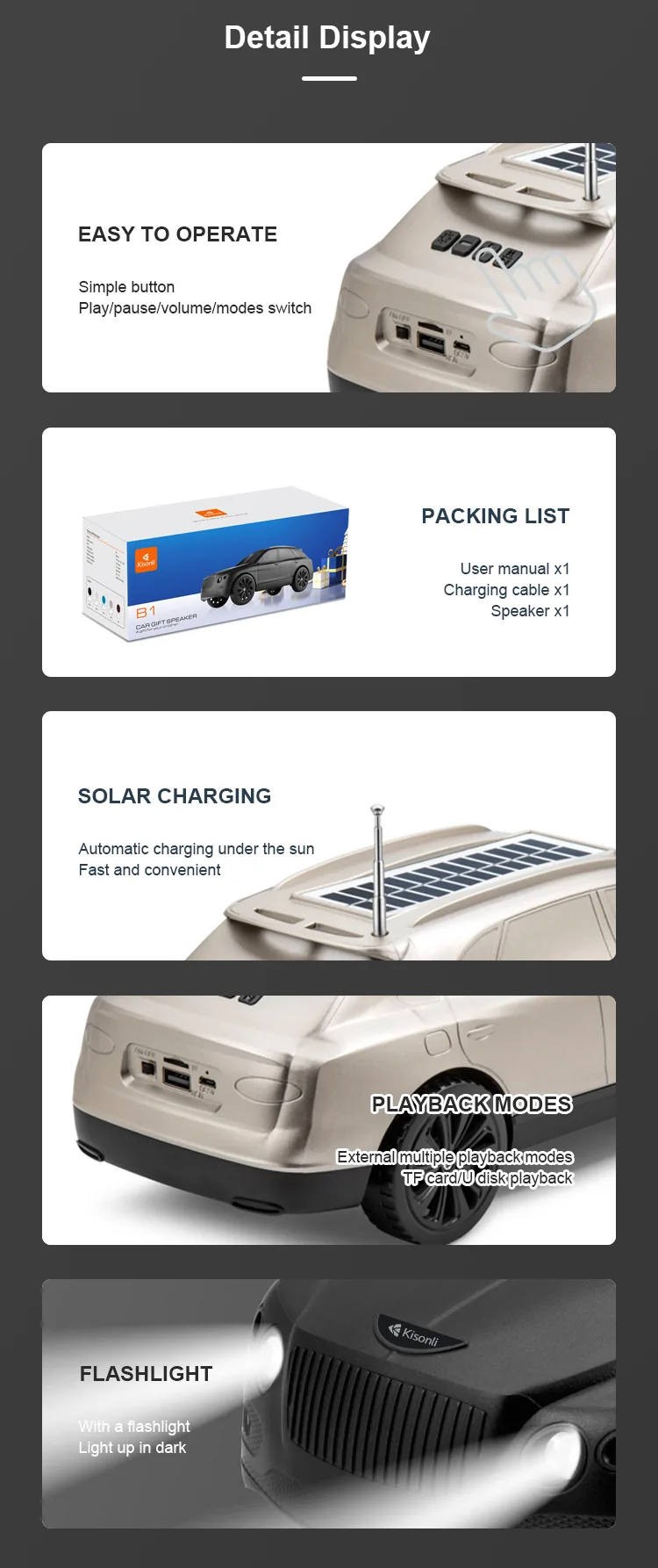 Blue Tooth Speaker Charge With Solar & USB Cable Model B1 - Image 9