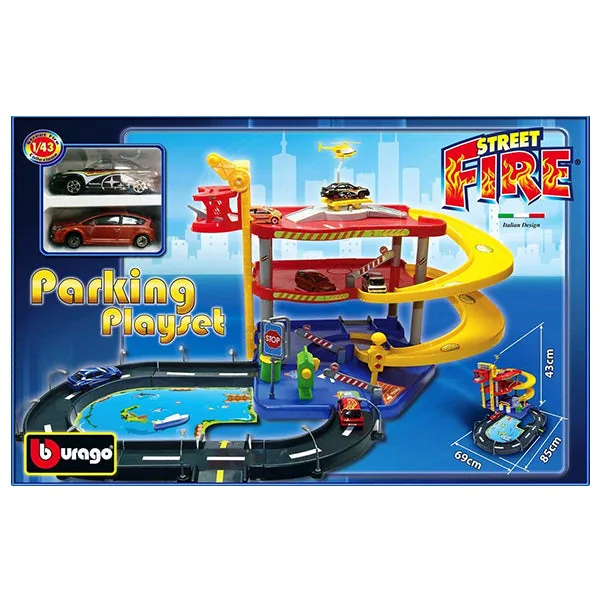 BURAGO 1:43 Scale Street Fire Garage Parking Playset - Image 3