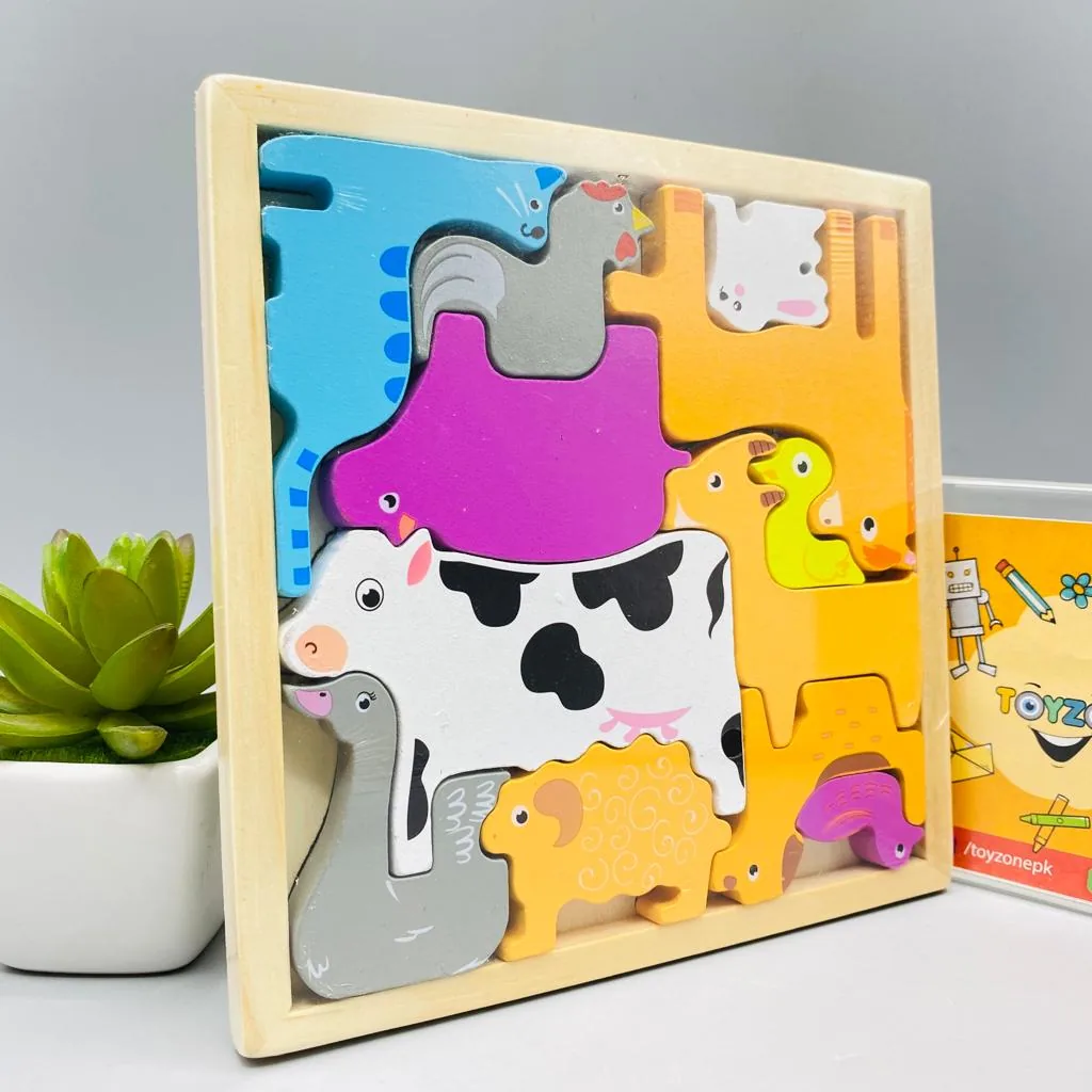 Cartoon Animal Car Wooden Peg Puzzles Board Educational Toy - Image 11