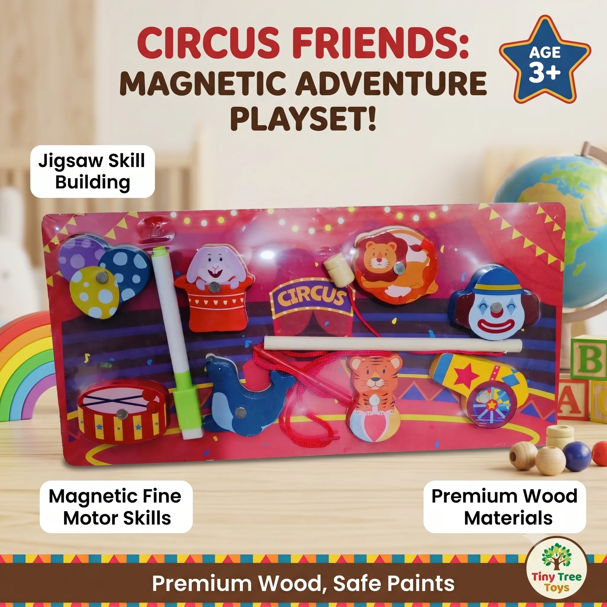 Circus Friends Magnetic Jigsaw Adventure Playset