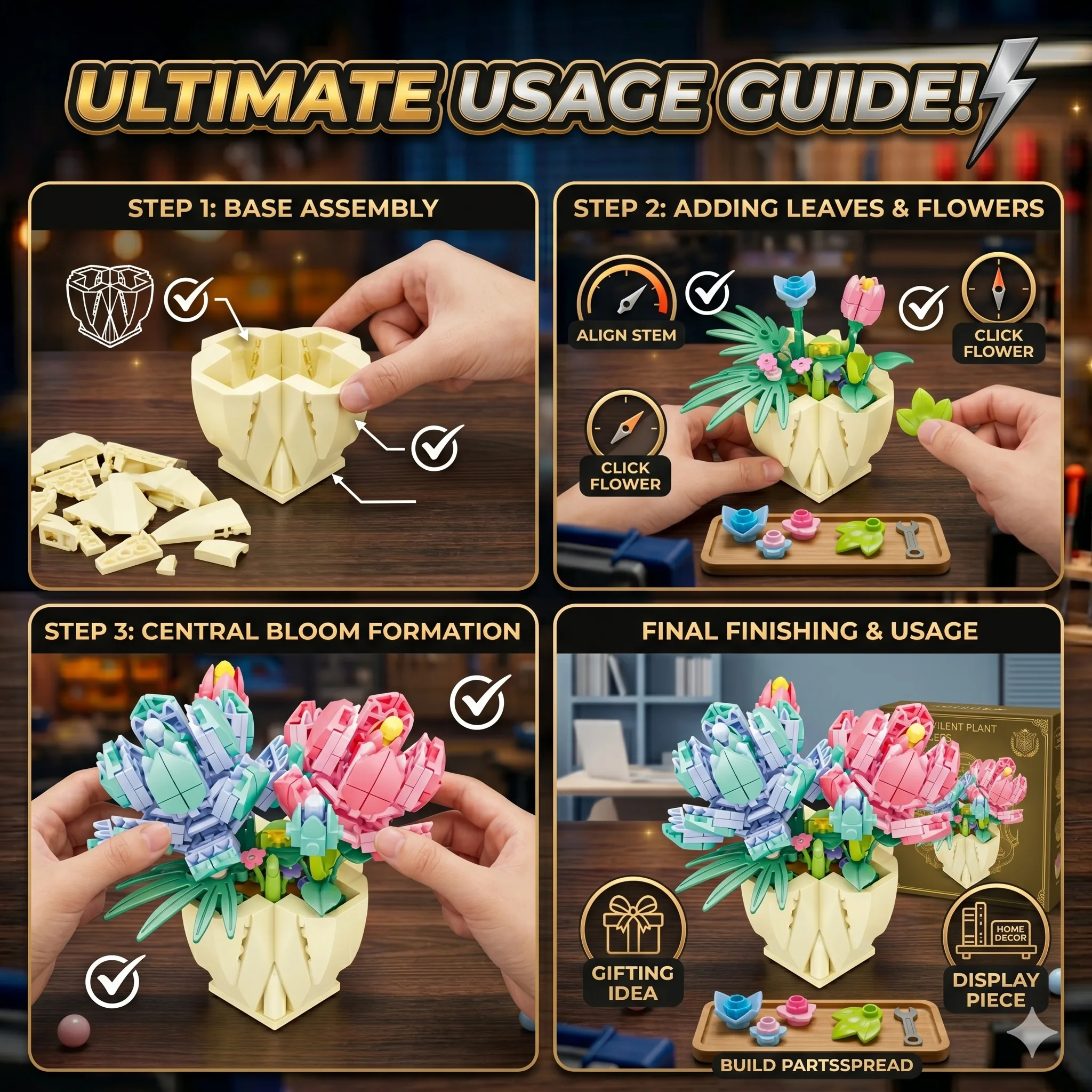 DIY Flowers Plant Block (293 Pcs) - Image 2