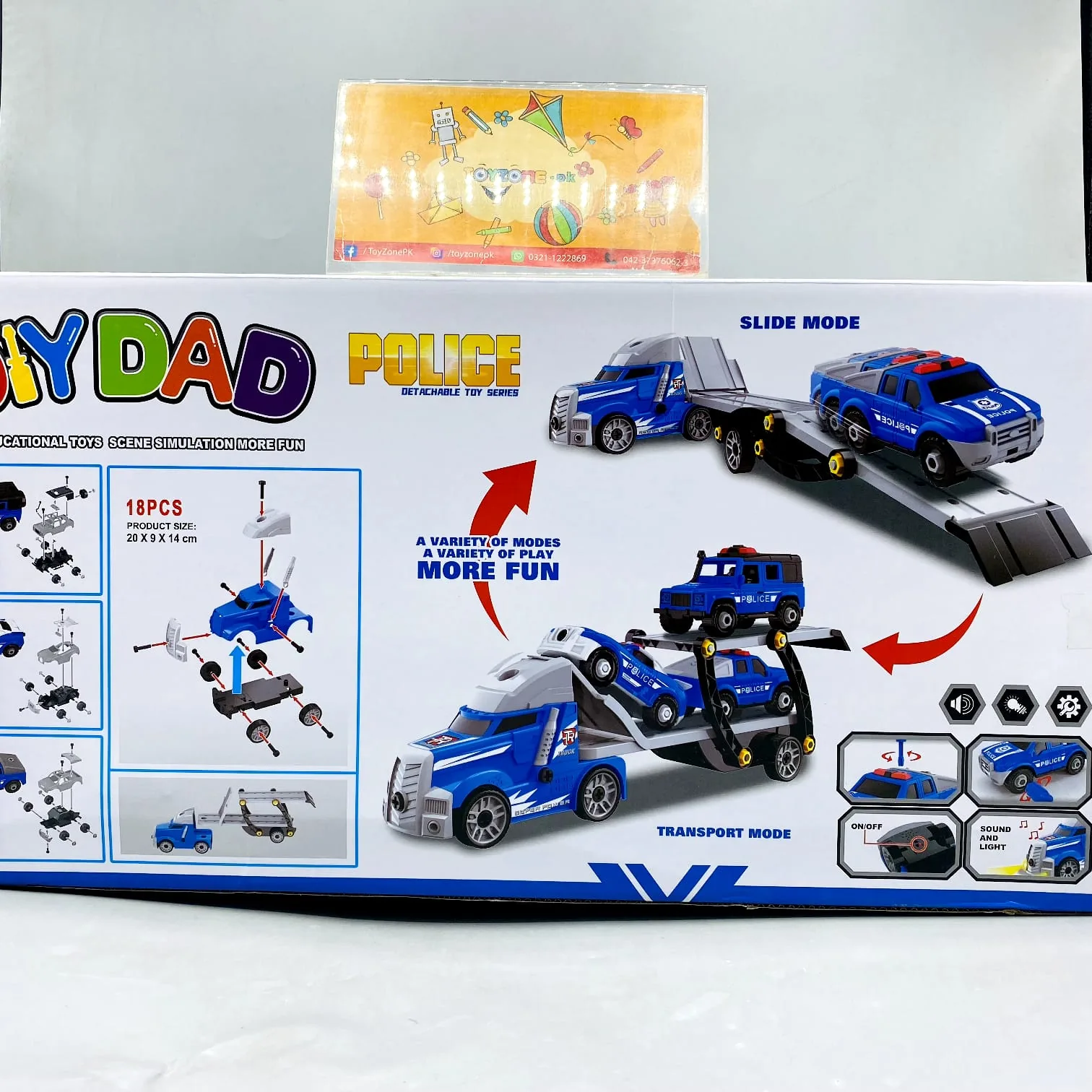 DIY Manual Police Detachable Truck Hauler with 3 Cars - Image 8