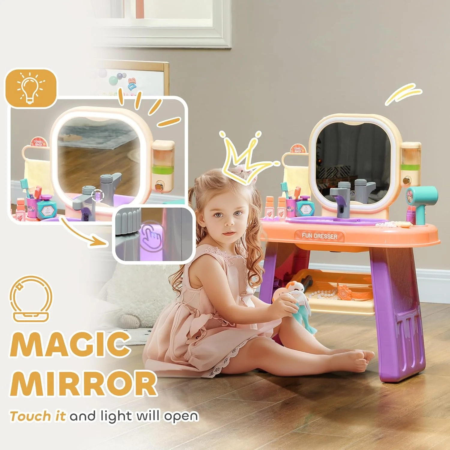Dressing Table With Mirror Light And Music - Image 3