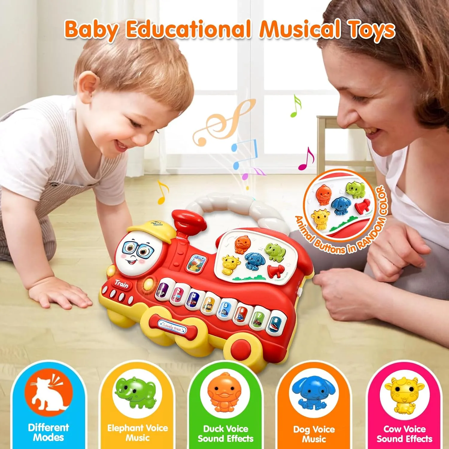 Early Learning Red Train Musical Piano Keyboard - Image 2