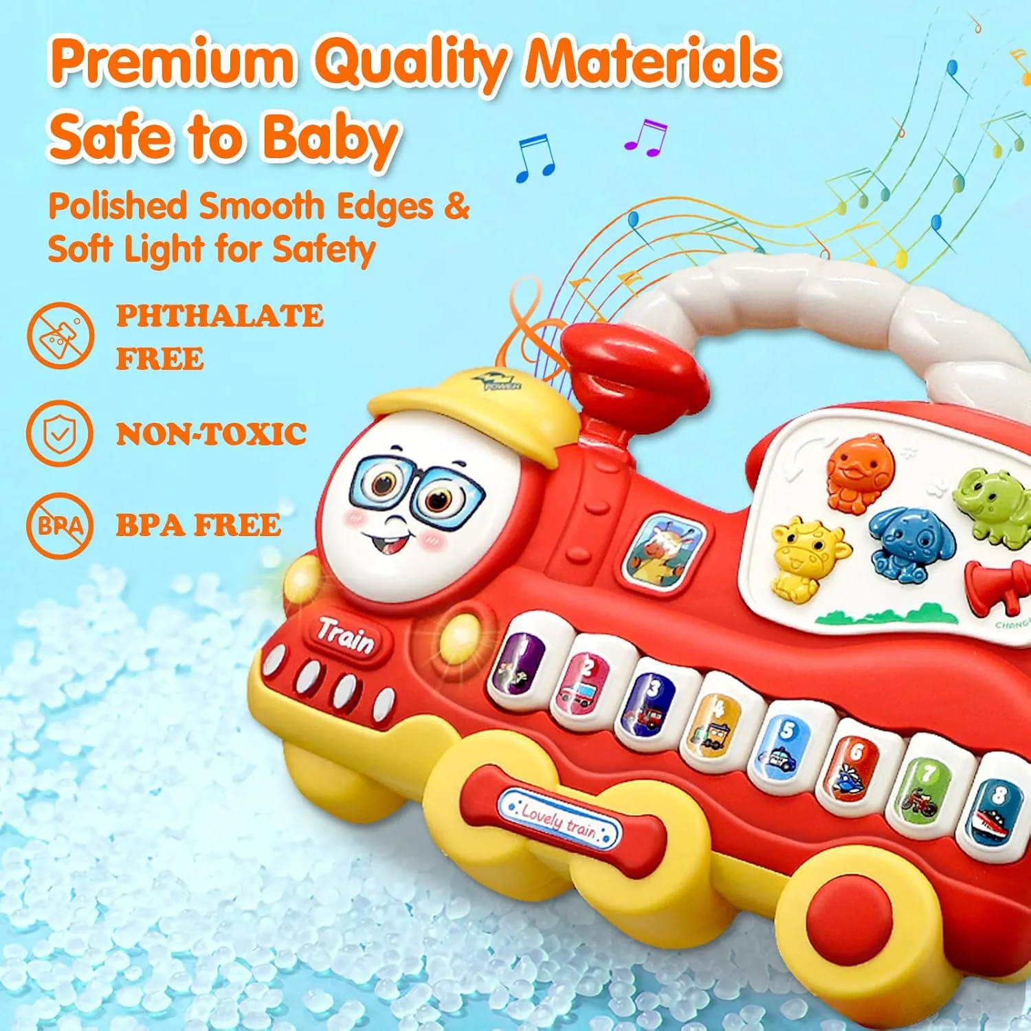 Early Learning Red Train Musical Piano Keyboard - Image 6