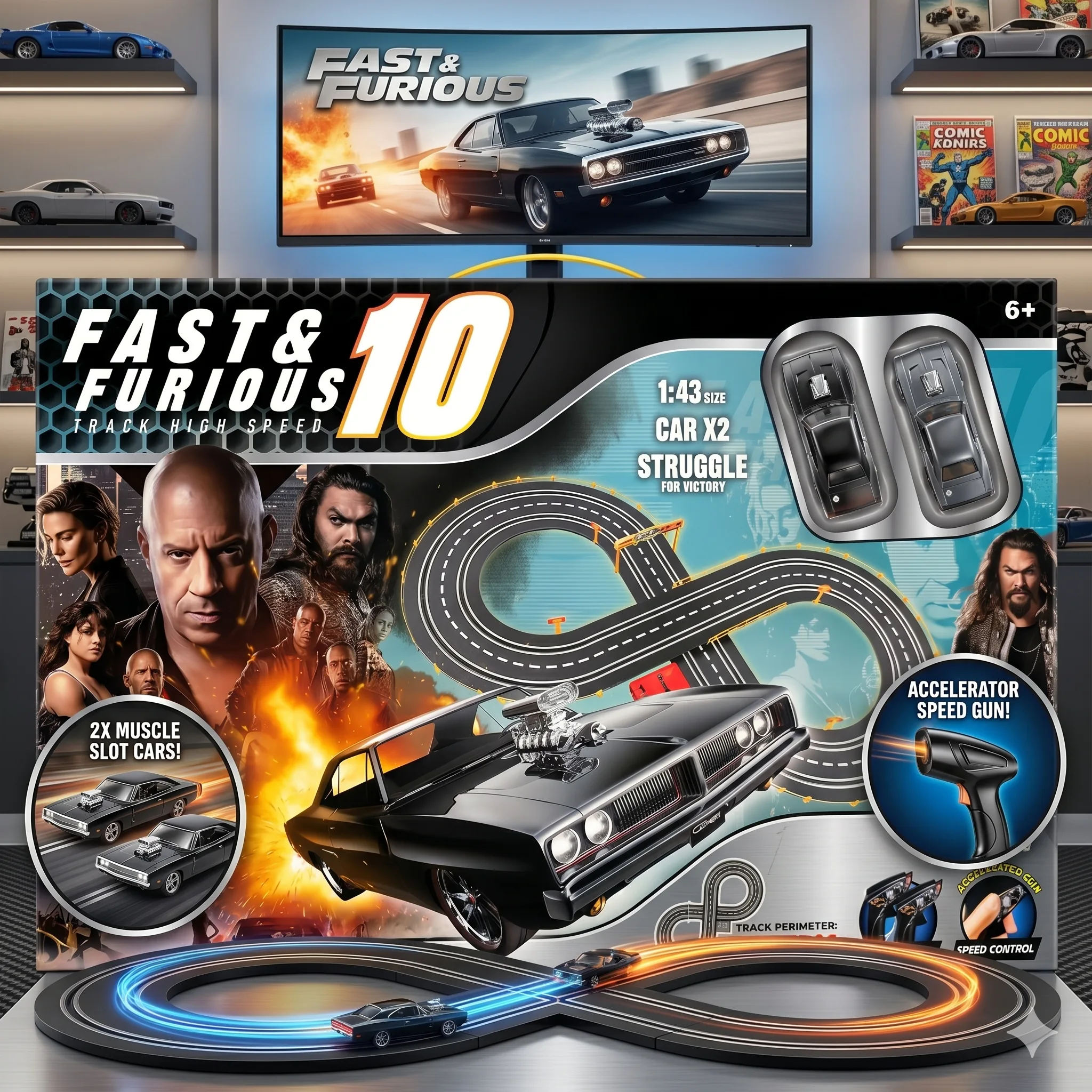 Fast & Furious 10 High Speed Slot Car Racing Track Set