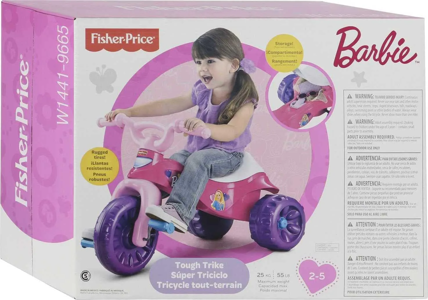 Fisher Price Barbie Toddler Tricycle With Handlebar Grips and Storage - Image 5