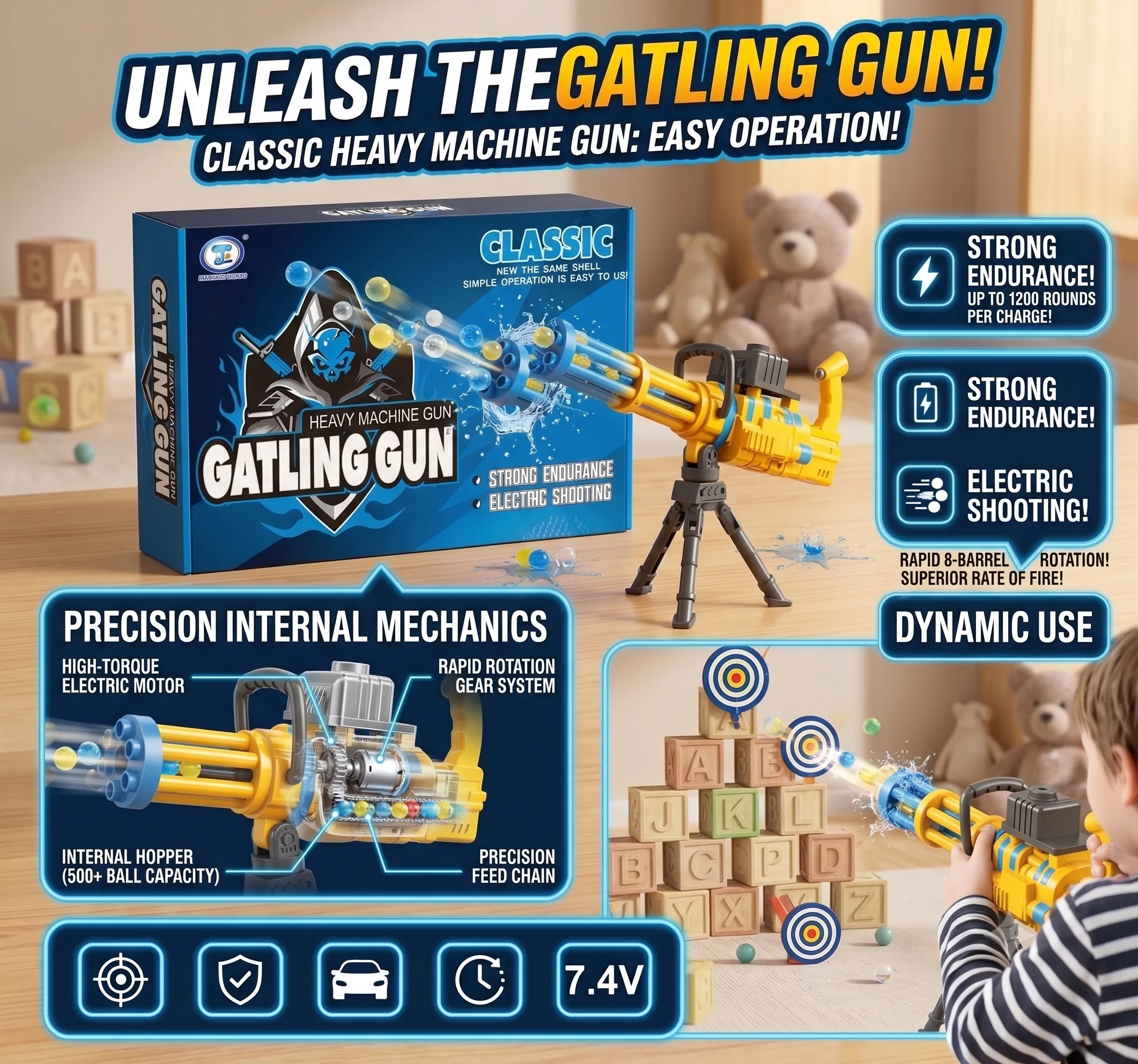 Gell Blaster Classic Heavy Machine Gun Gatling Toy - Image 2