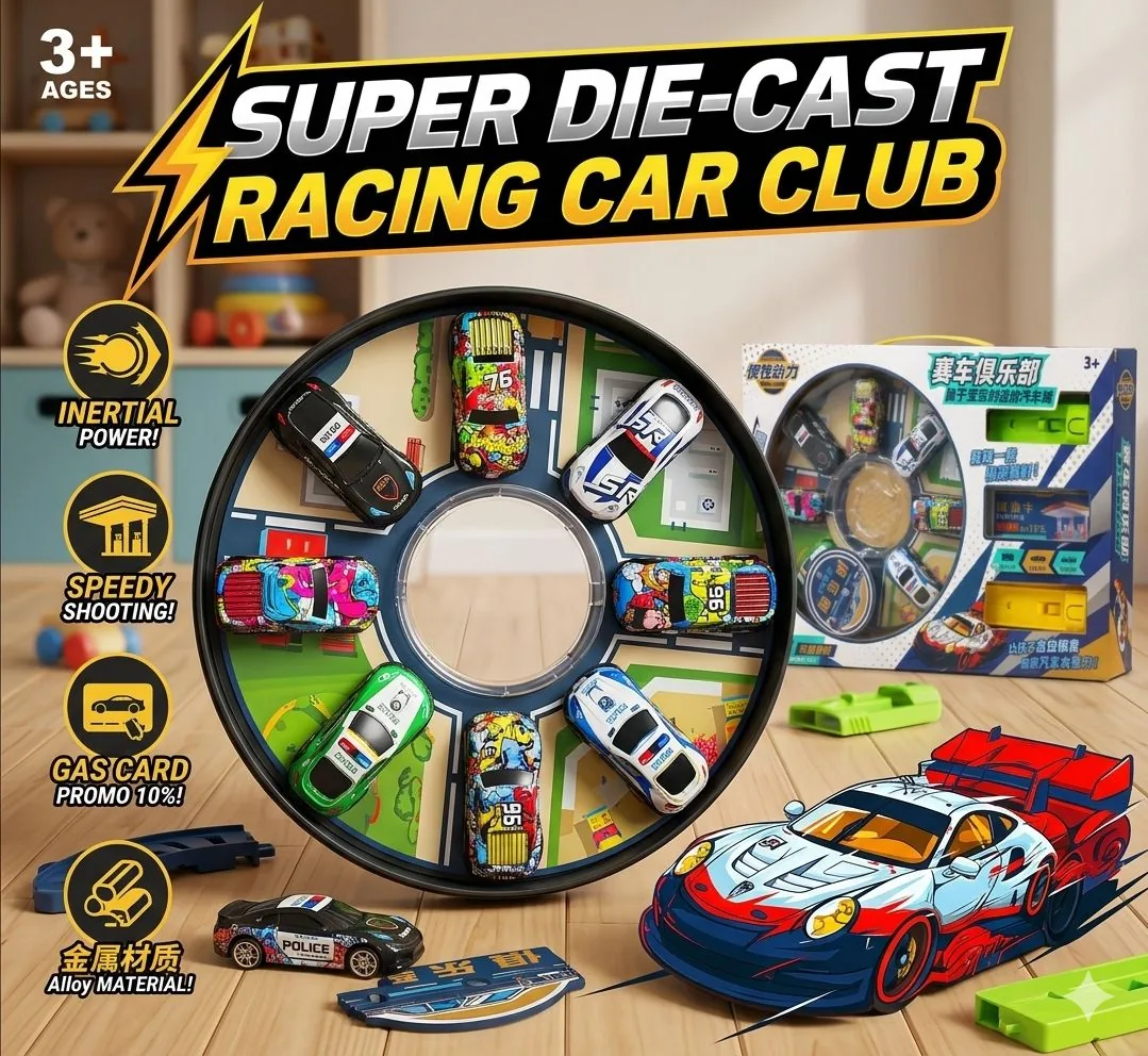 Inertial Power Alloy Die-Cast Cars with Launcher