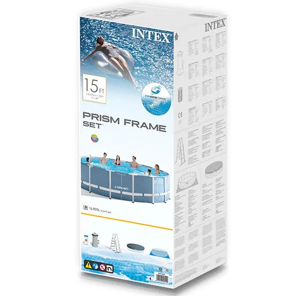 INTEX 15' x 48"Prism Frame Pool With Water Filter Pump - Image 4