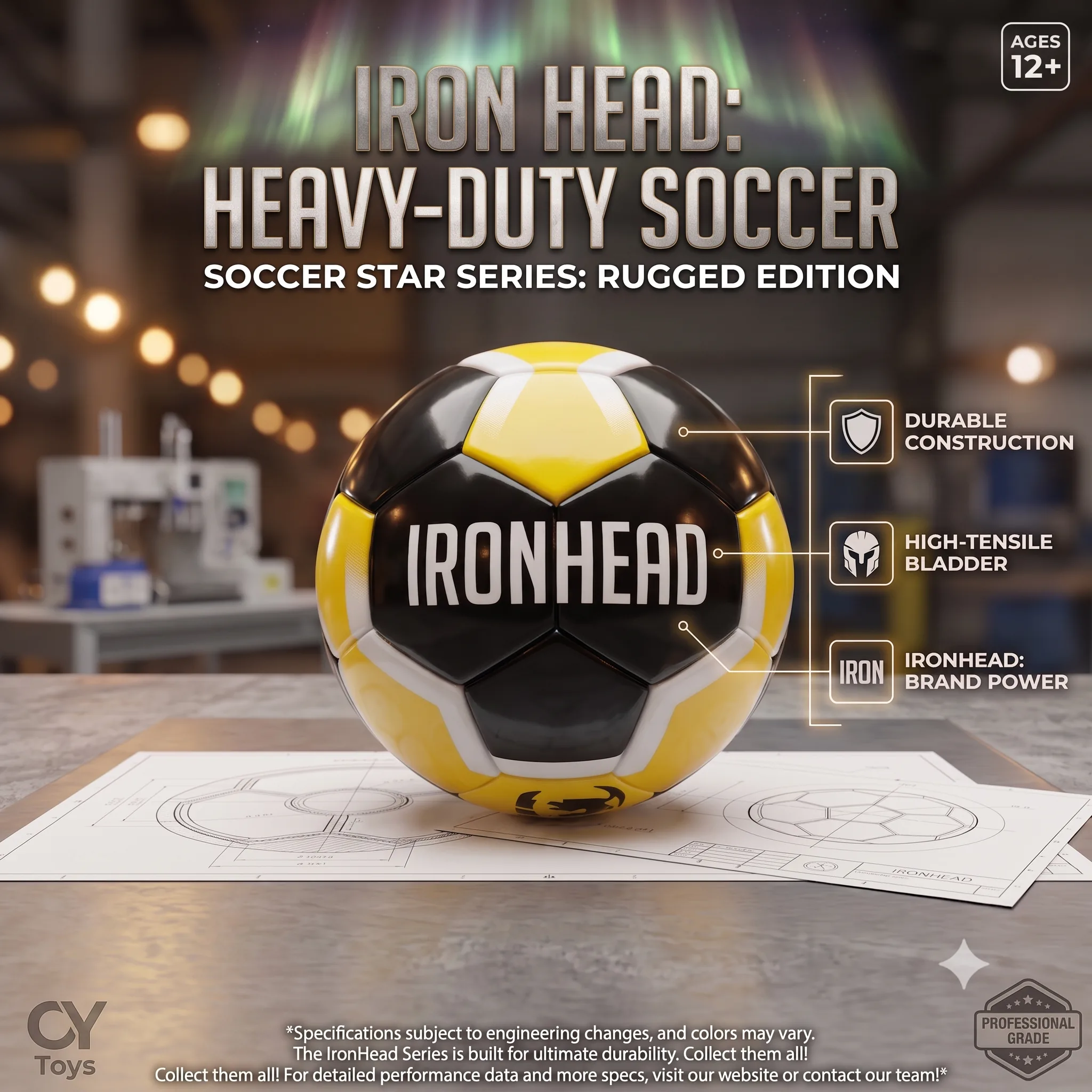Ironhead Football Soccer Black And Yellow High-Gloss - Image 2