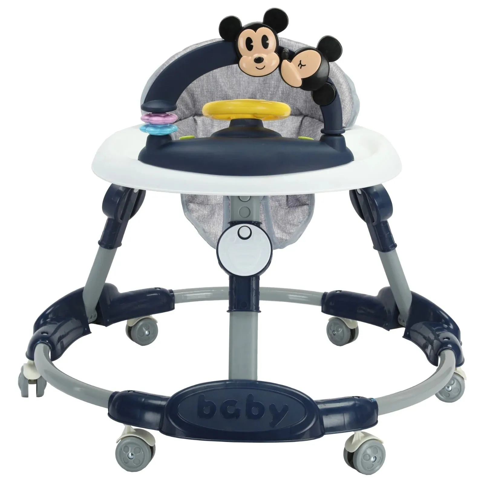 Kids Walker with Fiber Trey, Mickey Round Baby Walker Foldable - Image 2