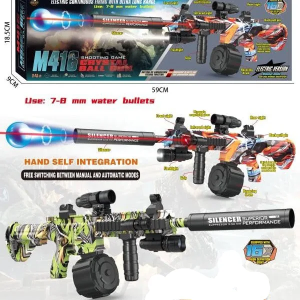 M416 Gel Blaster Gun with Laser & Flash Light