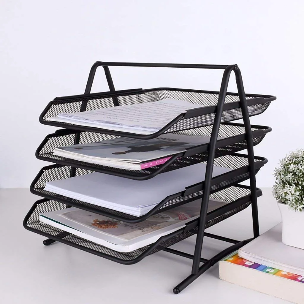 4 Tier Metal Mesh Office Desk Accessories Deal For Office School & Home - Image 3