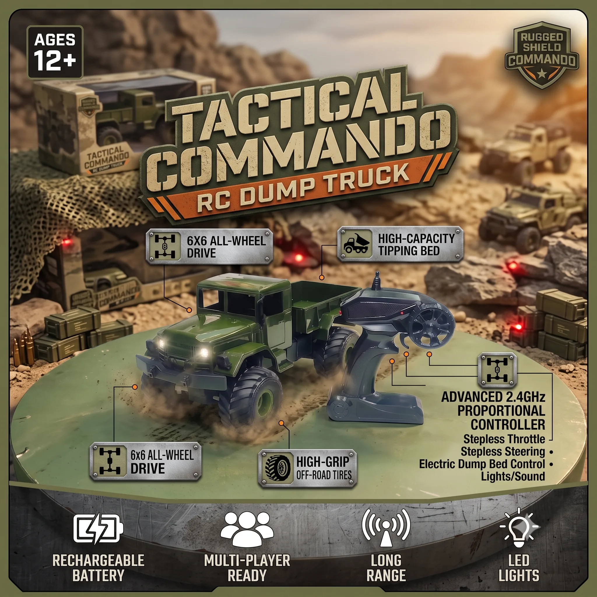 Military RC Army Truck with Remote Controller Off-Road - Image 3