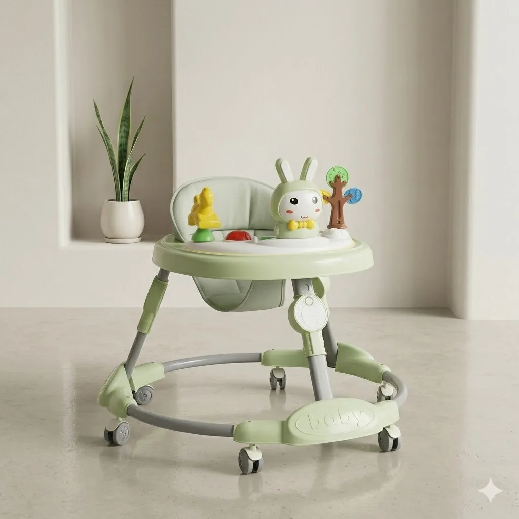Nature Baby Walker with Bunny, Duck & Tree Toys Sage Green Foldable