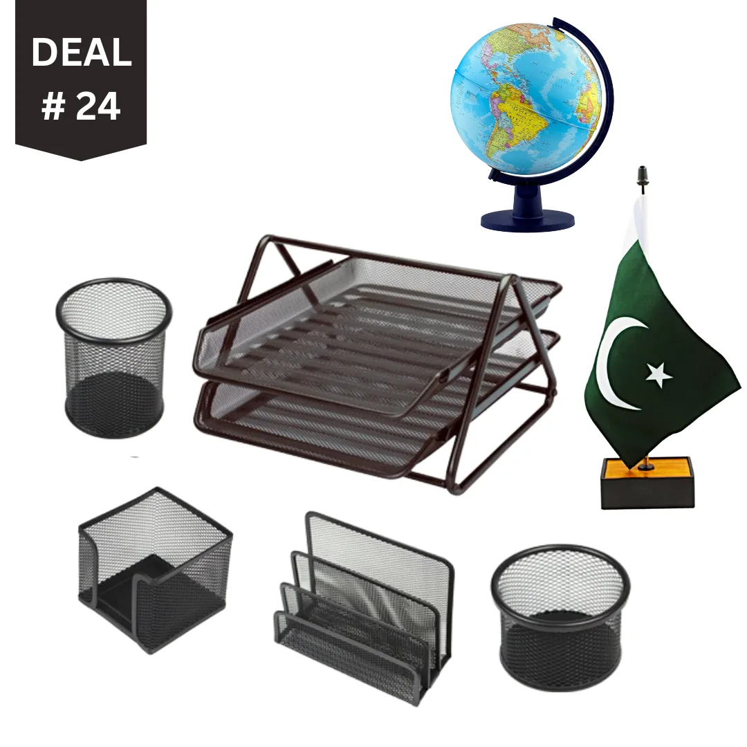 Office Metal Mesh Desk Accessories Deal (Pack of 7)