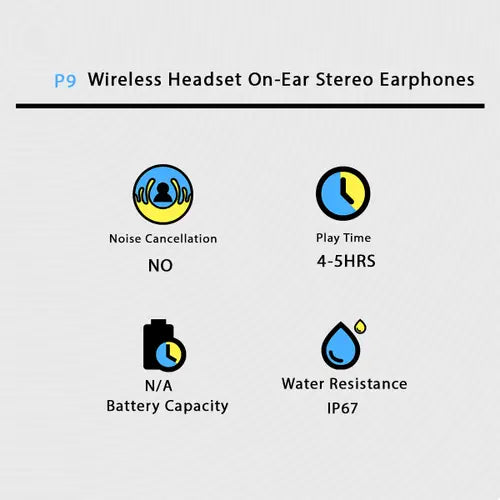 P9 Wireless On-Ear Stereo Earphones - Image 5