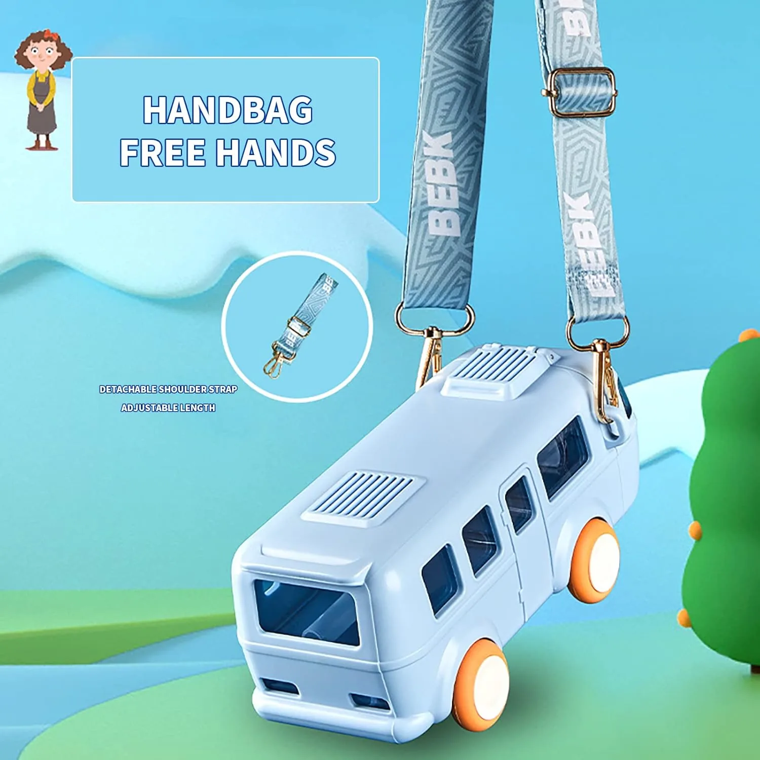 Portable Bus Water Bottle With Silicone Straw - Image 2