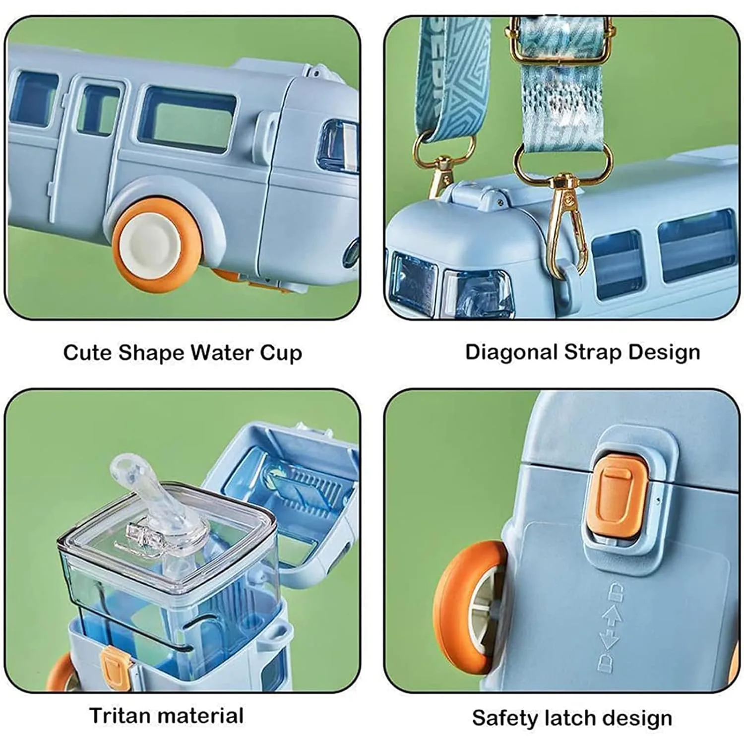 Portable Bus Water Bottle With Silicone Straw - Image 5