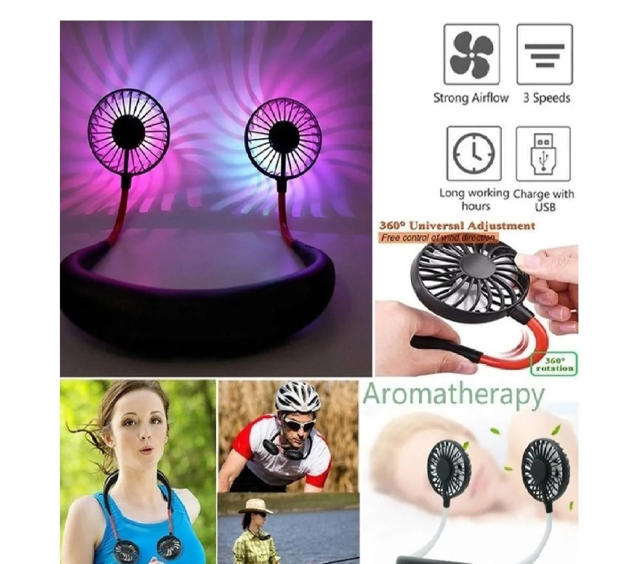 Portable Hanging Neck Fan With Light - Image 2