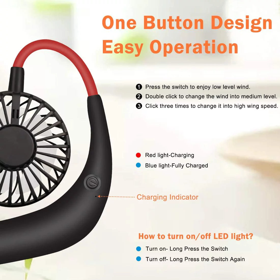 Portable Hanging Neck Fan With Light - Image 6