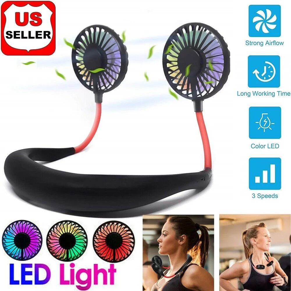 Portable Hanging Neck Fan With Light - Image 7