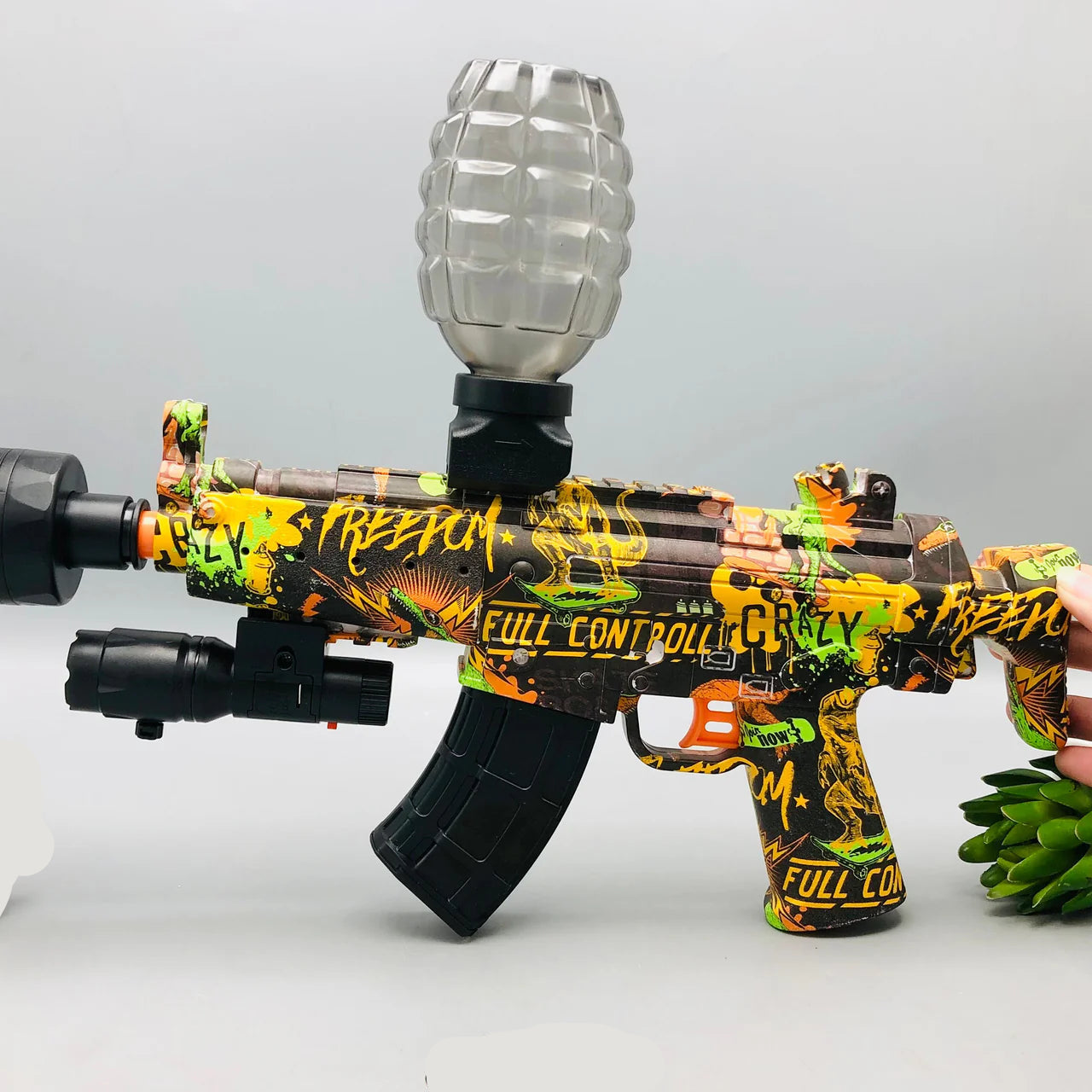 Rechargeable MP5 Water Bullet Shooting Gun With Smoke Silencer - Image 2
