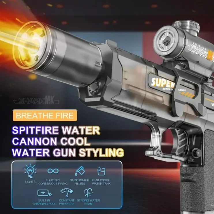 Automatic Shark Breathe Fire Electric Water Gun - Image 4